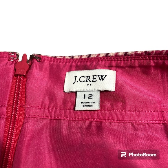 J Crew Factory Wool Houndstooth Mini Skirt Pink 12 - Picture 5 of 7
